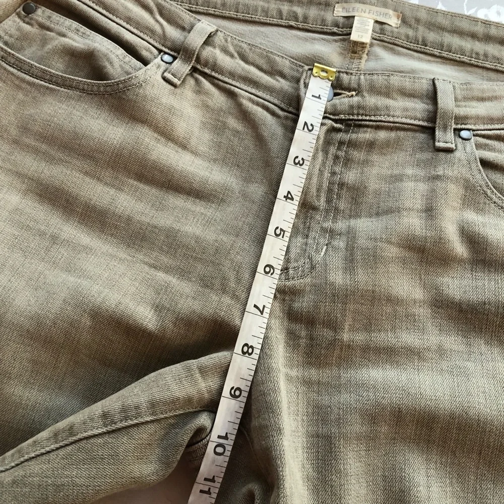 Eileen Fisher High-Waisted Gray Cropped Folded Denim Jeans Pants Women’s 12